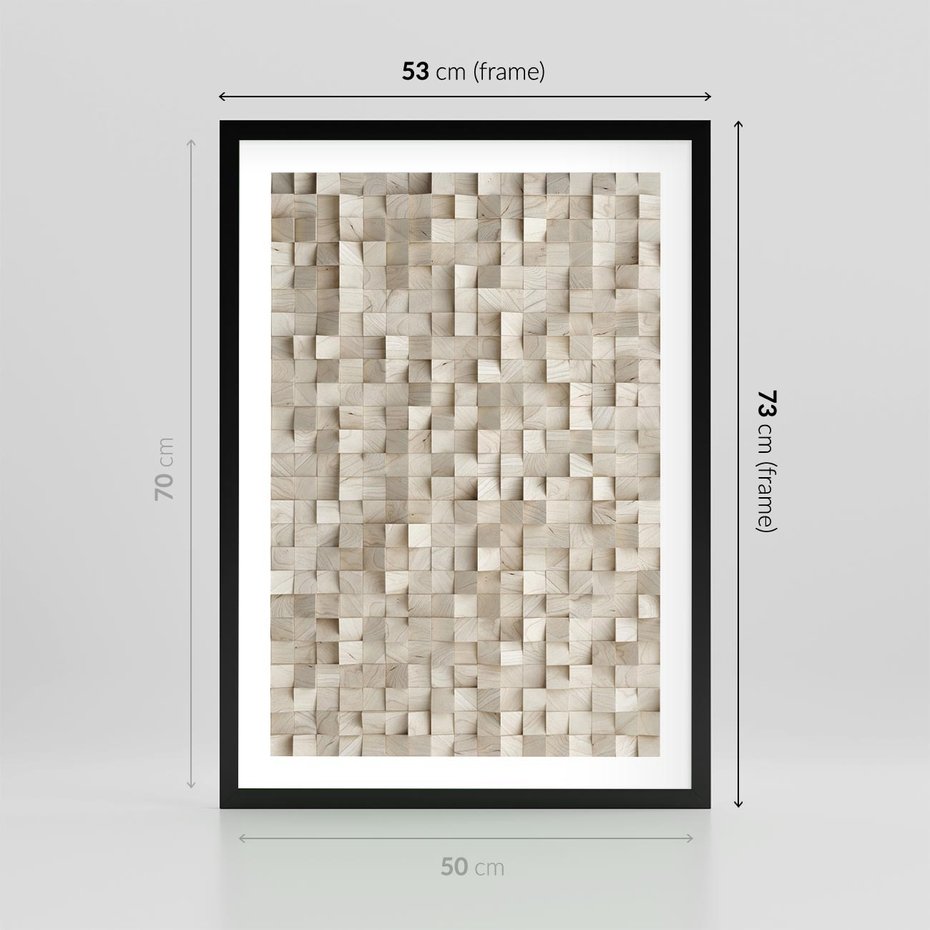Plakat w ramie 50x70 - Geometryczne 3D: Abstrakcyjna Harmonia - geometryczne, 3D - rama czarna