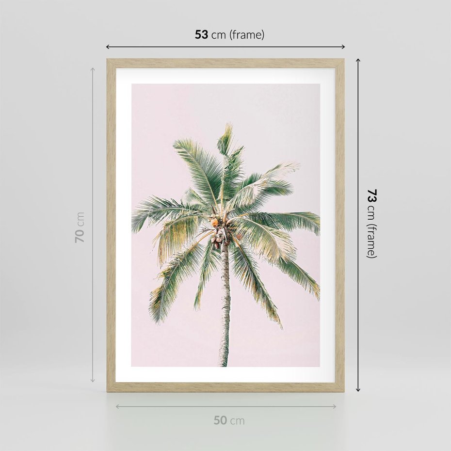Plakat w ramie 50x70 - Błogość Tropików - palma, tropiki - rama drewno