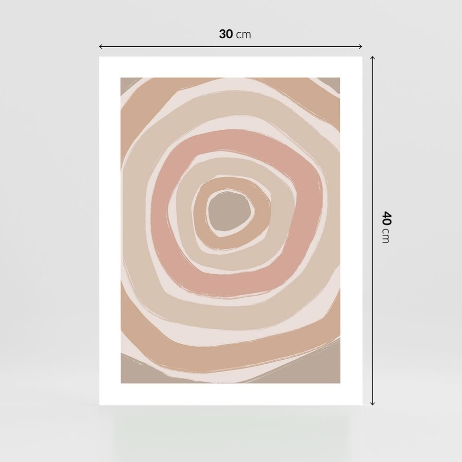 Plakat bez ramy 30x40 - Roztopione Granice - abstakcyjne koła, delikatne odcienie beżu