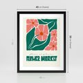Plakat w ramie 40x50 - Retro Inspiracja - minimalistyczna kwiatowa kompozycja, pastelowe kolory - rama czarna