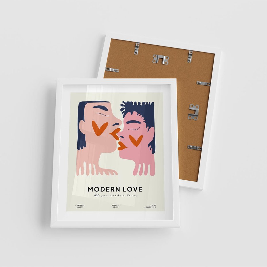 Plakat w ramie 40x50 - Miłość w Kompozycji - miłość, para zakochanych - rama biała