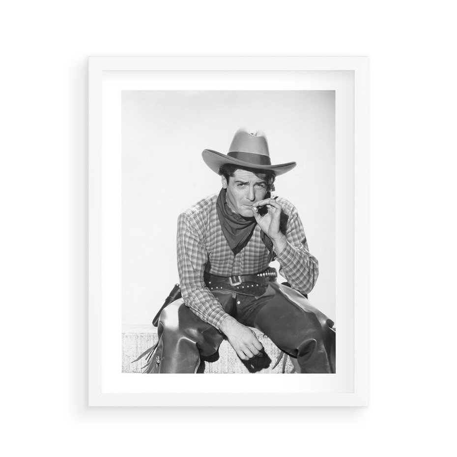 Plakat w ramie 40x50 - Dziki Zachód - retro zdjęcie, czarno białe - rama biała