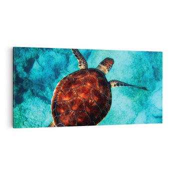 Obraz na płótnie 120x60 - Morze, fale i skały - żółw, morze