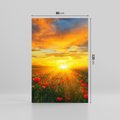 Obraz na płótnie 80x120 - Magia zachodu słońca na łące z makami - łąka, zachód słońca