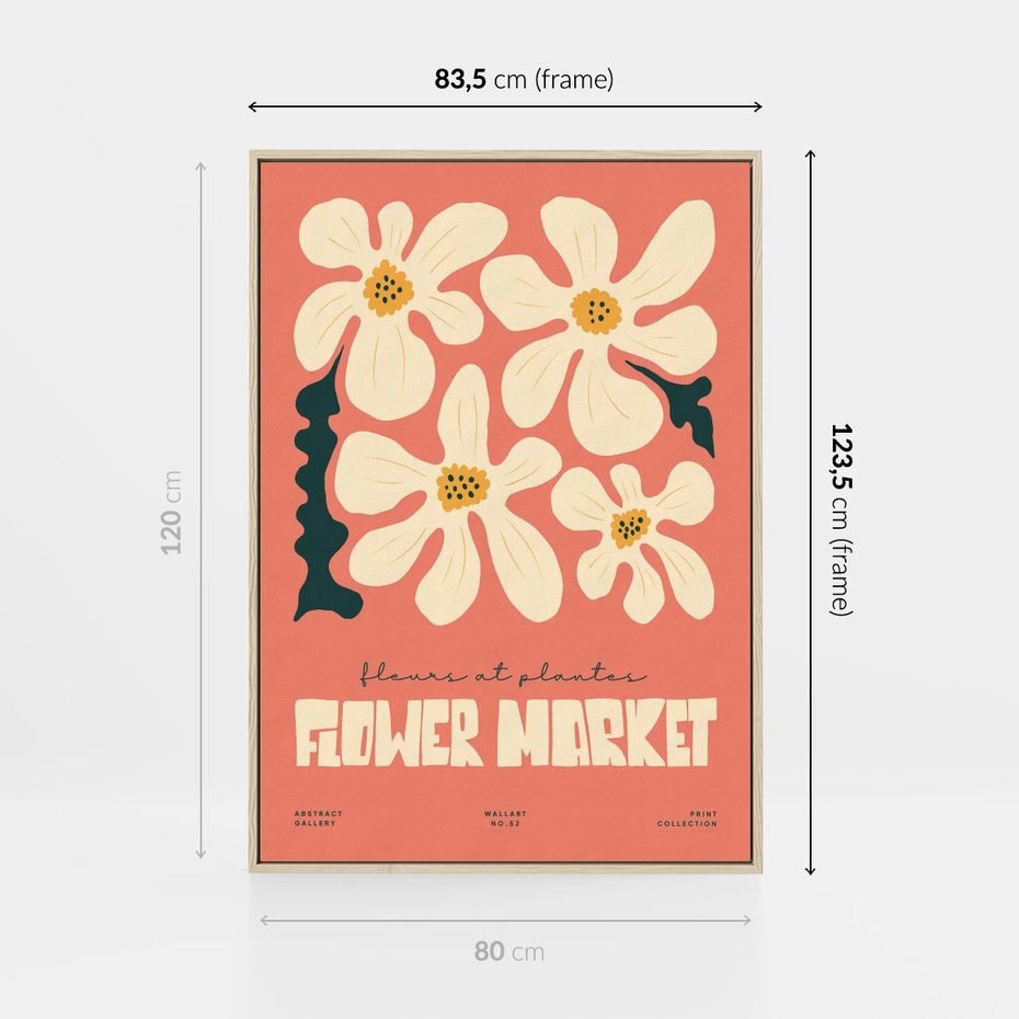 Obraz w ramie 80x120 - Szkicowane Kolorowe Uczucia - kwiatowa kompozycja, minimalizm - rama drewno