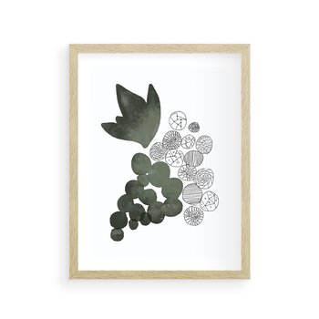 Plakat w ramie 50x70 - Grono Abstrakcji - minimalistyczny plakat, winogrona - rama drewno