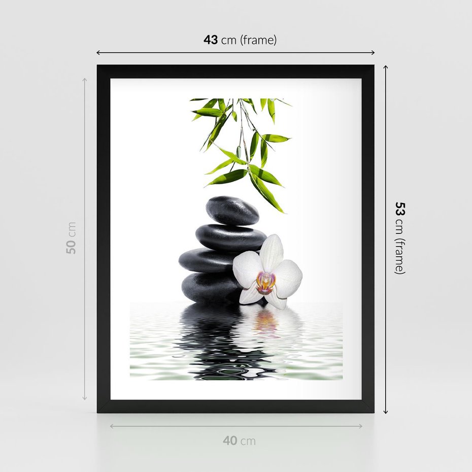 Plakat w ramie 40x50 - Orchidea w Spa - spa, orchidea - rama czarna