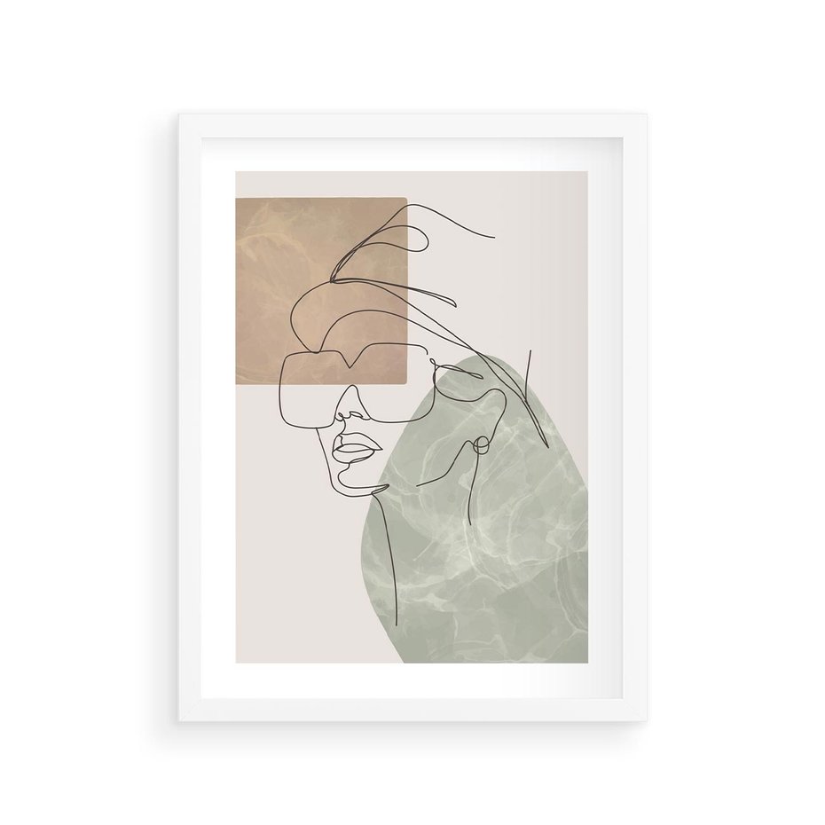 Plakat w ramie 30x40 - Geometria i Szkic - nowoczesny obraz, grafika - rama biała