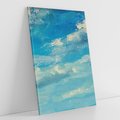 Obraz na płótnie 50x70 - Oddechy niebiańskiej materii - olejny obraz, smugi farby przypominają obłoki na błękitnym niebie