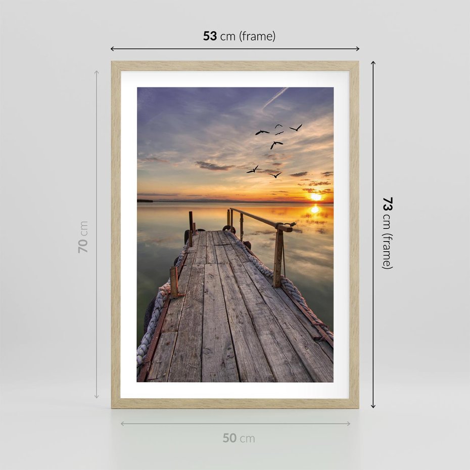 Plakat w ramie 50x70 - Zachód Słońca na Pomostcie - zachód, słońca - rama drewno