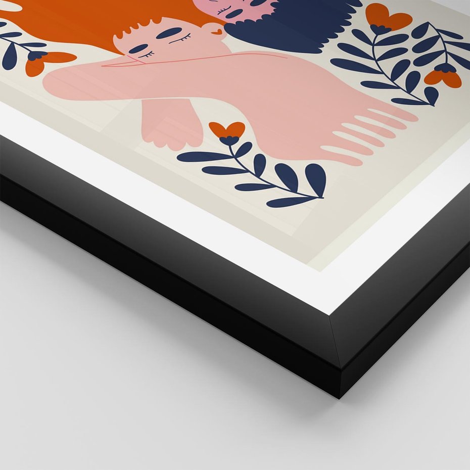 Plakat w ramie 50x70 - Miłość w Dwóch Sercach - miłość, para zakochanych - rama czarna