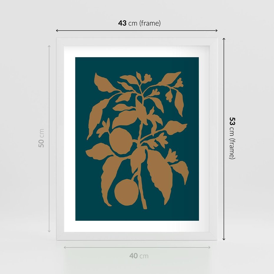 Plakat w ramie 40x50 - Boho Ekspresja Emocji - abstrakcyjna boho grafika, ciemne zielone tłó - rama biała