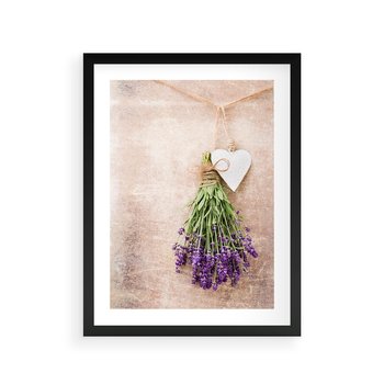 Plakat w ramie 50x70 - Romantyczny urok - lawenda, bukiet - rama czarna