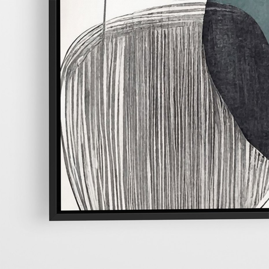 Obraz w ramie 70x100 - Przenikające Formy Duszy - abstrakcyjny obraz, geometryczne obłe formy - rama czarna