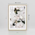 Plakat w ramie 50x70 - Modne Białe Kwiaty - białe kwiaty, płatki - rama drewno