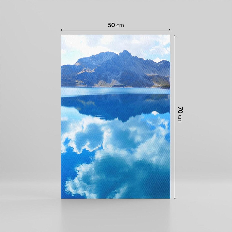 Obraz na płótnie 50x70 - Jezioro - Góry, chmury i niebo - jezioro, góry