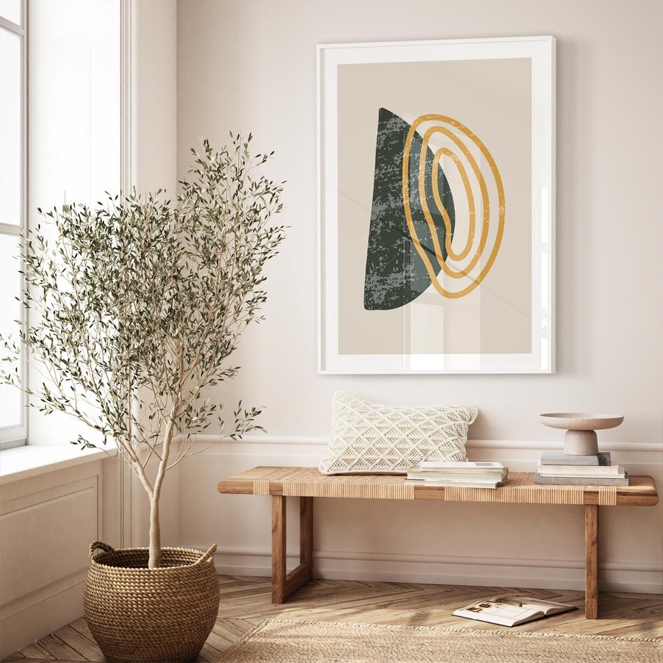 Plakat w ramie 30x40 - Nowoczesne Dialogi Materii - nowoczesny plakat, abstrakcyjne kształty - rama biała