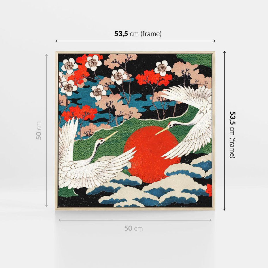 Obraz w ramie 50x50 - Wibracje emocji - sztuka japońska, wyraziste kolory - rama drewno