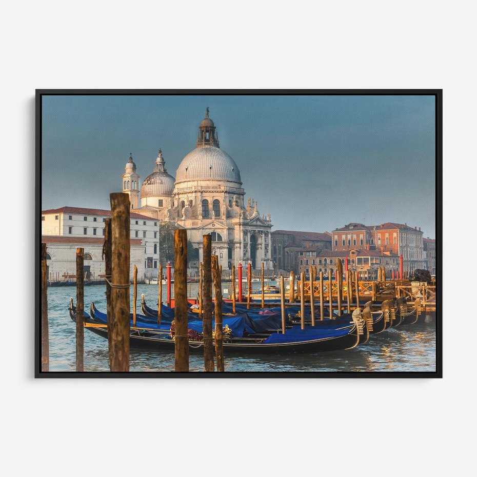 Obraz w ramie 70x50 - Urok Wenecji - fotografia, przystań w Wenecji - rama czarna