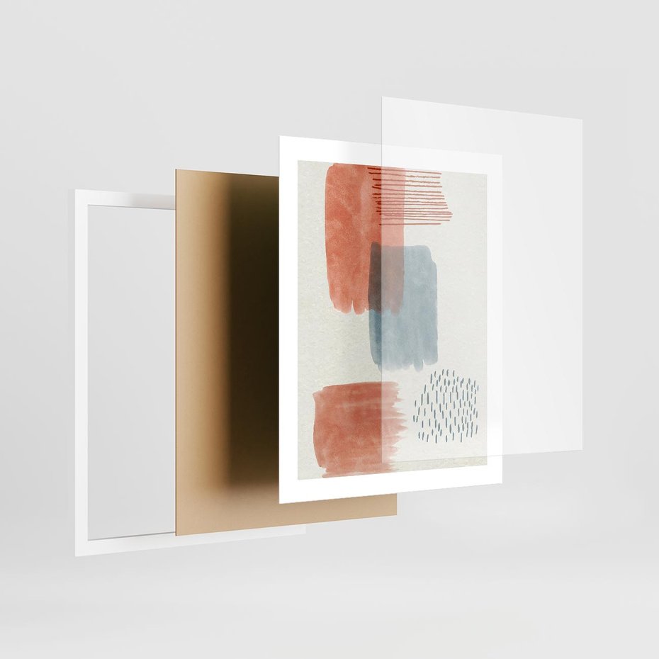 Plakat w ramie 40x50 - Pastelowa Abstrakcja: Maźnięcia Farbą - abstrakcja, maźnięcia farny - rama biała