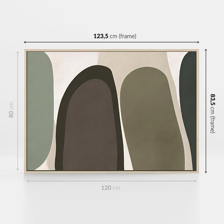 Obraz w ramie 120x80 - Fale w Zieleni - abstrakcyjne kształty, zgaszona zieleń - rama drewno