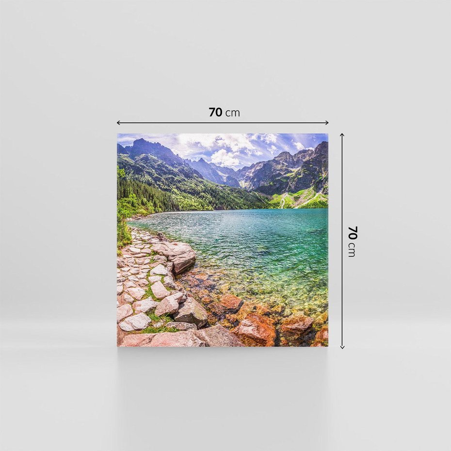 Obraz na płótnie 70x70 - Majestat gór - góry, jezioro