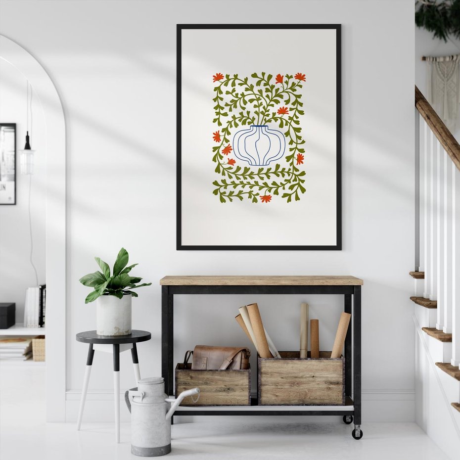 Plakat bez ramy 40x50 - Wewnętrzne Fale - kwiaty w wazonie, minimalizm