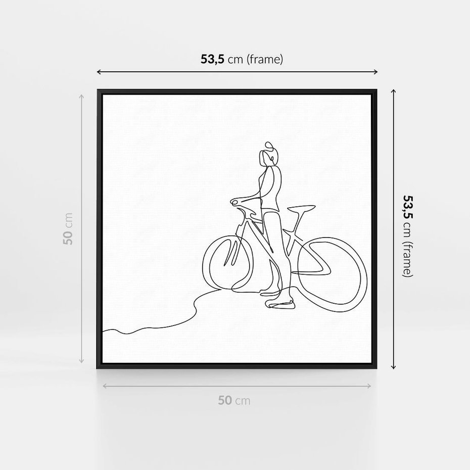 Obraz w ramie 50x50 - Minimalistyczna Przejażdżka - szkic, minimalizm - rama czarna