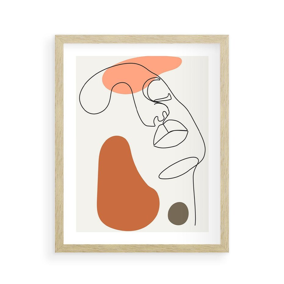 Plakat w ramie 40x50 - Twarz w Geometrycznym Stylu - nowoczesny obraz, grafika - rama drewno