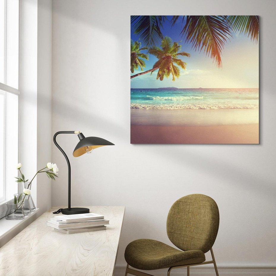 Obraz na płótnie 40x40 - Rajska plaża na Seszelach - Seszele, plaża