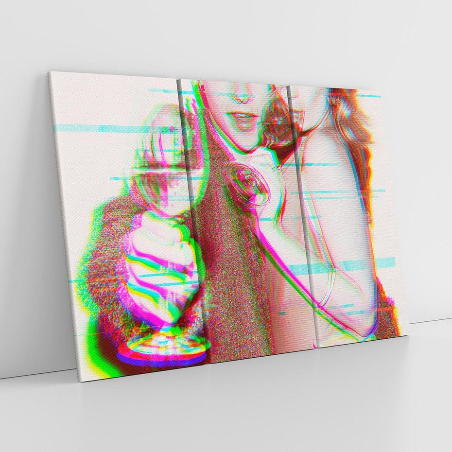 Obraz na płótnie 120x80 - Zakochani na Kliszy - zdjecie, stara prześwietlona klisza