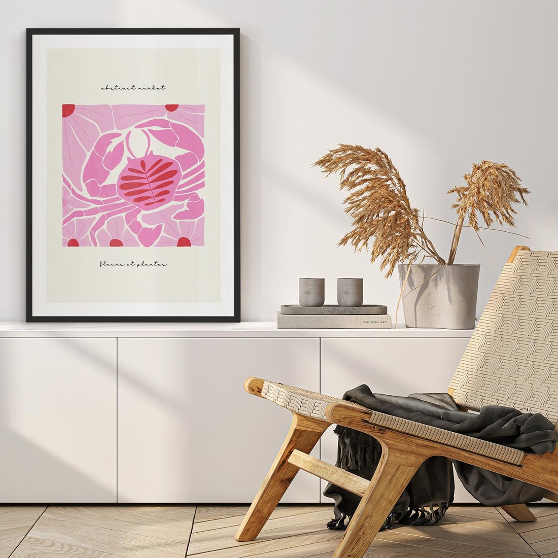 Plakat w ramie 30x40 - Rozświetlone Impresje - abstrakcyjny plakat, krab - rama czarna