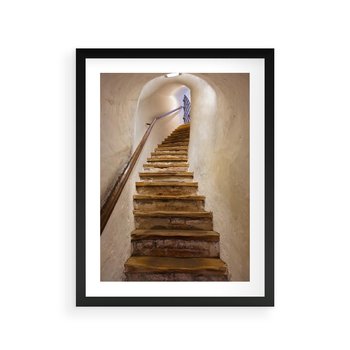 Plakat w ramie 40x50 - Schody Wymiarów - schody, tunel - rama czarna