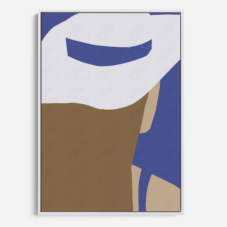 Obraz w ramie 50x70 - Kobiecy Wiatr - plakat retro, kobieta w kapeluszu - rama biała