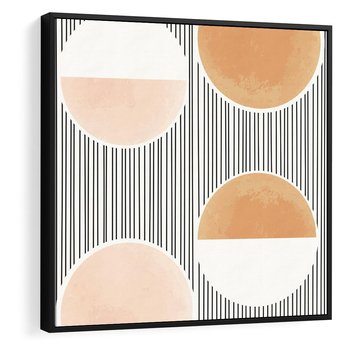 Obraz w ramie 50x50 - Przenikające Kształty - abstrkacyjna nowoczesna sztuka, koła okręgi - rama czarna