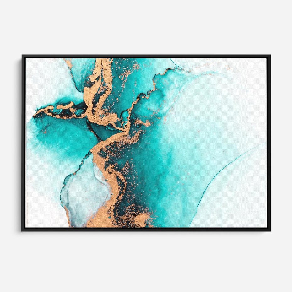 Obraz w ramie 100x70 - Elegancja i Subtelność - marmur, złoto - rama czarna