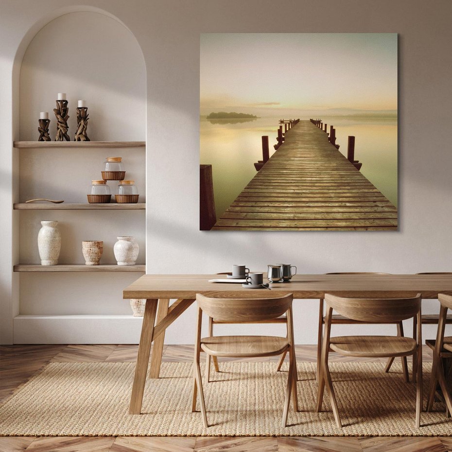 Obraz na płótnie 40x40 - Molo: spacer nad morzem - molo, morze