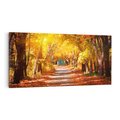 Obraz na płótnie 100x50 - Jesienna Droga: Przechadzka wśród Drzew - jesień, droga