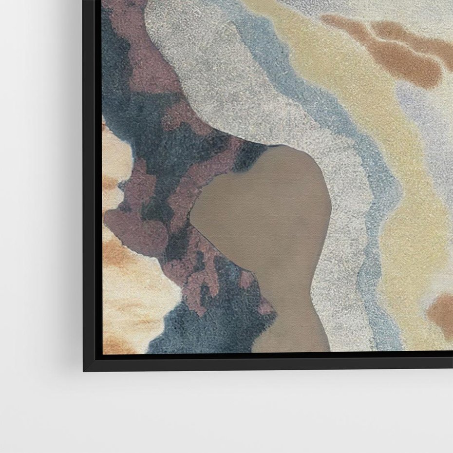 Obraz w ramie 50x50 - Melancholijne oddechy pędzla - abstrakcyjne formy, zgaszone kolory - rama czarna