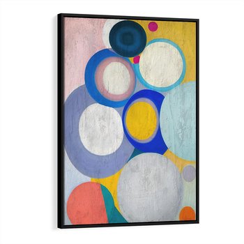 Obraz w ramie 50x70 - Rozkwitająca Symfonia Serca - abstrakcyjne geometryczne kształty, olejny obraz - rama czarna