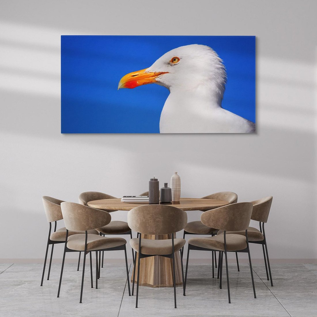 Obraz na płótnie 120x60 - Mewa nad morzem - mewa, pstak