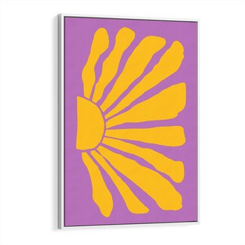 Obraz w ramie 70x100 - Podróżne Kontury - abstrakcyjny plakat, intensywne różowe tło - rama biała