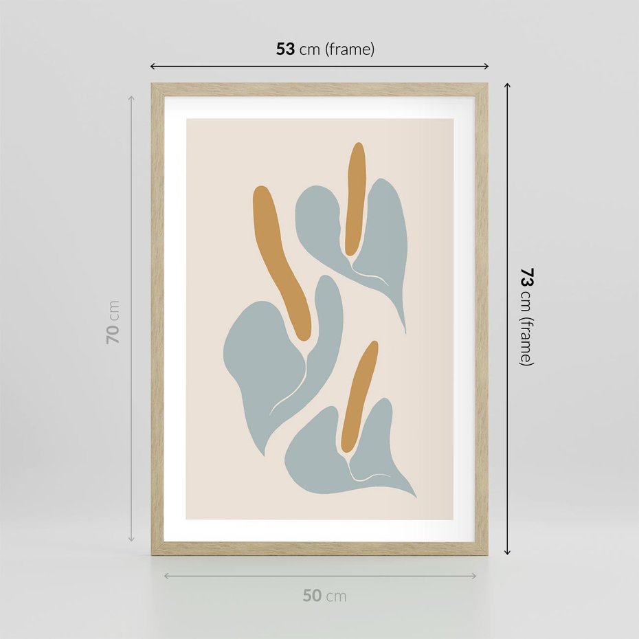 Plakat w ramie 50x70 - Kwiaty Pasteli - kwiaty, nowoczesne i minimalistyczne - rama drewno