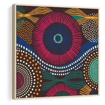 Obraz w ramie 50x50 - Energia Wzorców - enticzne wzory, kształty - rama drewno