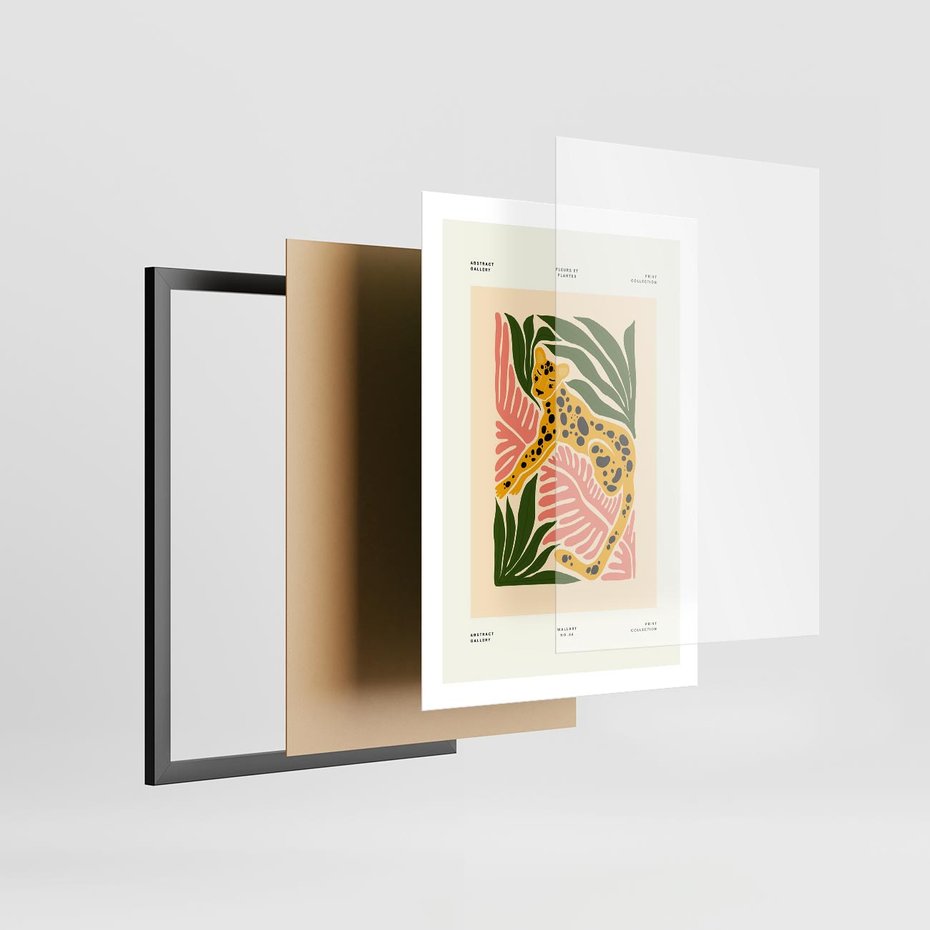 Plakat w ramie 50x70 - Rozkwitające Odbicia - nowoczesny plakat, gepard - rama czarna