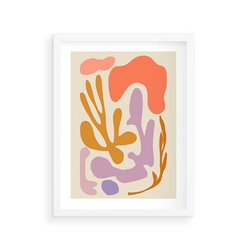 Plakat w ramie 30x40 - Ekspresjonistyczne Impulsy - abstrakcyjny obraz, pastelowe kolory - rama biała