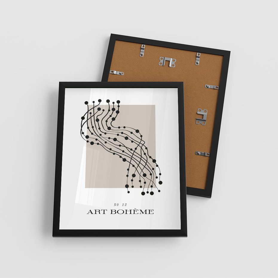 Plakat w ramie 40x50 - Migocące Konstrukcje Abstrakcji - sztuka minimalizmu, biało czarna rycina - rama czarna