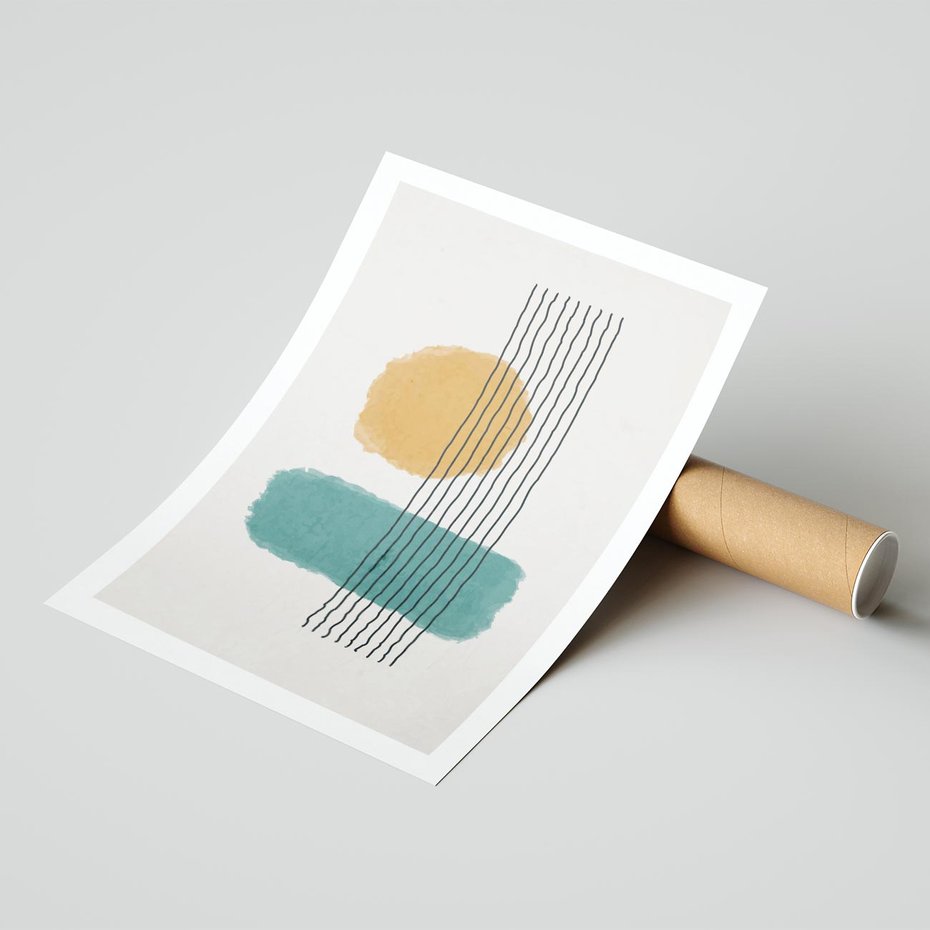 Plakat bez ramy 21x30 - Wibracje Barw - abstrakcyjne akwarelowe plamy, nieregularne kreski