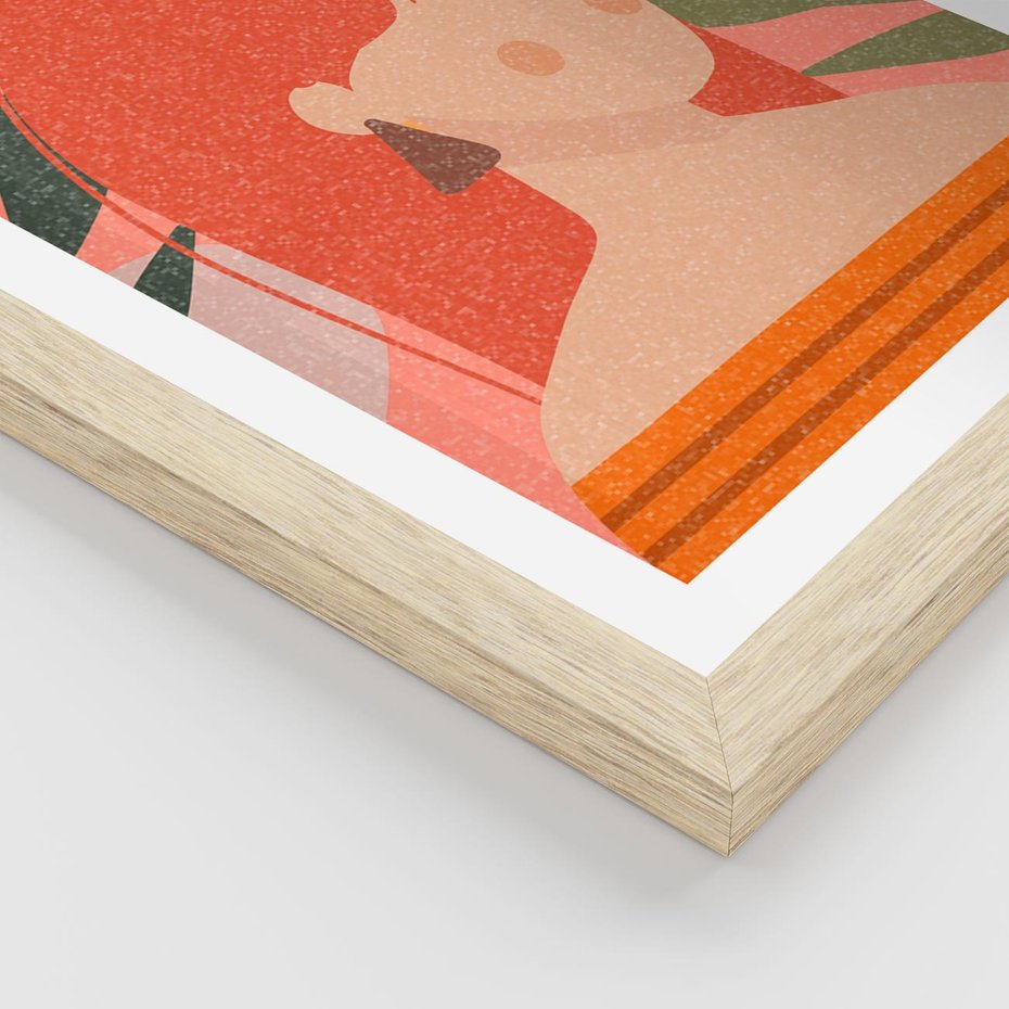 Plakat w ramie 50x70 - Kobieca Refleksja - nowoczesny plakat, styl retro - rama drewno