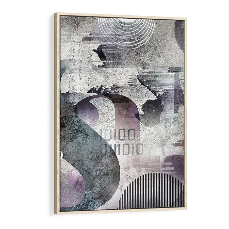 Obraz w ramie 80x120 - Nocne opowieści w barwach - typografia, abstrakcja - rama drewno